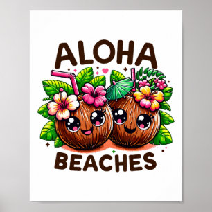 Póster Aloha Bebidas Graciosas Fiesta De Verano Cute Coco