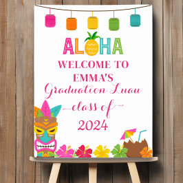 Póster Aloha Clase De Luau De Graduación 2024 Bienvenida