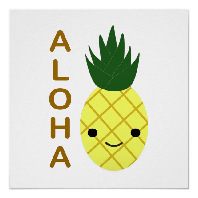 Póster Aloha Cute Kawaii Piña (Anverso)