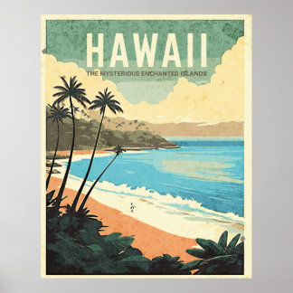 Póster Aloha de Hawaii Vintage Travel