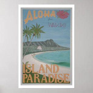 Póster ALOHA de Waikiki print (12"x18")