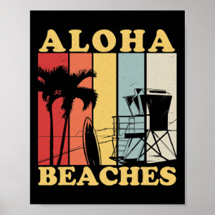 Póster Aloha, estilo retro 80 de Hawái, playa de Surf Vac