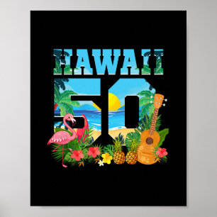 Póster Aloha Hawái cumpleaños 50 Hawái Tropical Hawaiano