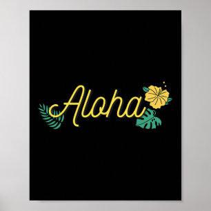 Póster Aloha Hawái Isla Hawaiana Hibisco Tropical Flo