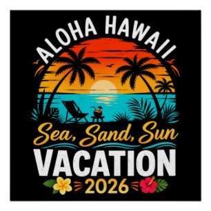 Póster Aloha Hawái Mar Arena Sol 2026