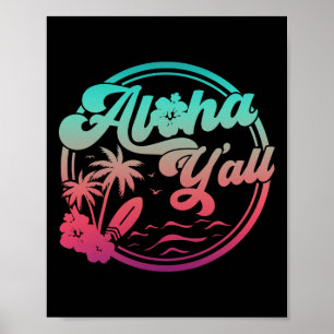 Póster Aloha Hawái Palma Tropical Isla Hawaiana Be
