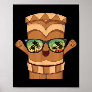 Póster Aloha Hawái Tiki Vacaciones Hawaianas Verano Playa