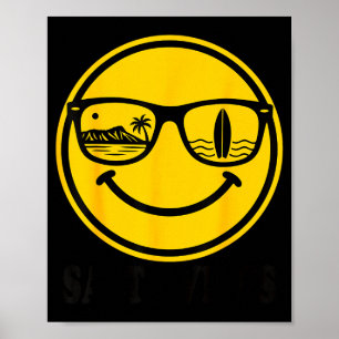 Póster Aloha hawaiano surf sonrisa cara waikiki hawaii