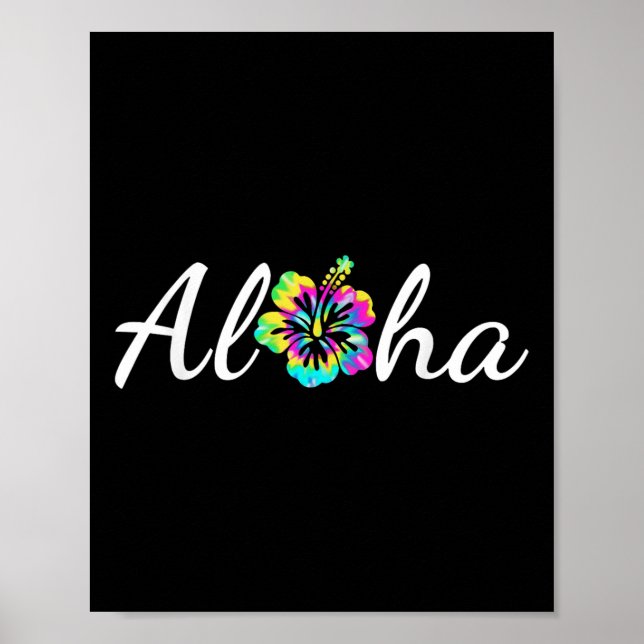 Póster Aloha Hawaii Beach Hawaii Isla Hawaii Tie Dye Surf (Frente)