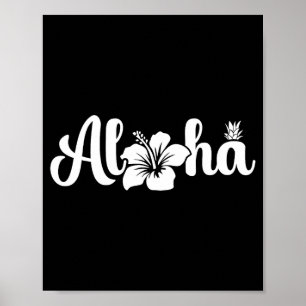 Póster Aloha hawaii flor tropical hawaiano isla niños