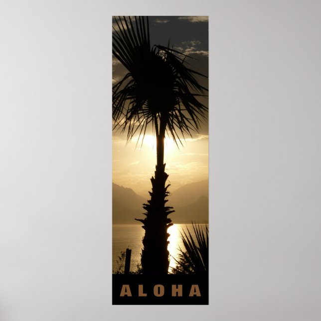 Póster Aloha Hawaii Palm Trepics Sunset Travel (Frente)