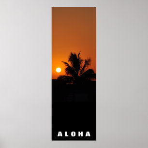 Póster Aloha Hawaii Palm Trepics Sunset Travel
