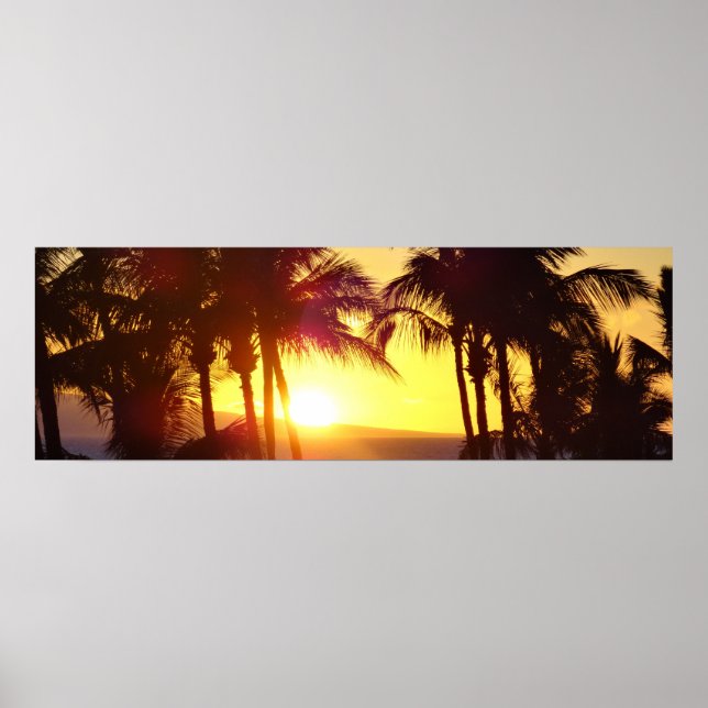 Póster Aloha Hawaii Palm Trepics Sunset Travel (Frente)