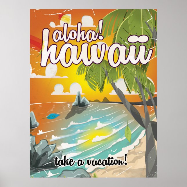 Póster ¡Aloha! Hawaii! personalizado de poster de viajes  (Frente)