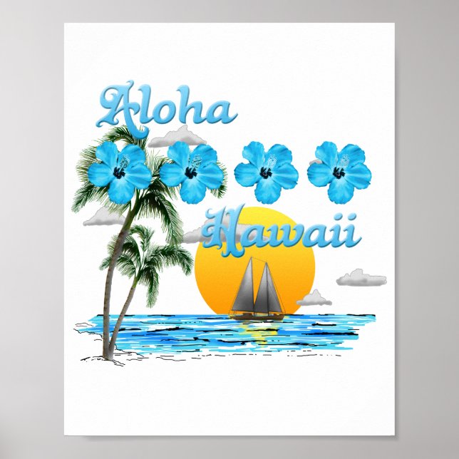 Póster Aloha Hawaii Sailing Sunset (Frente)