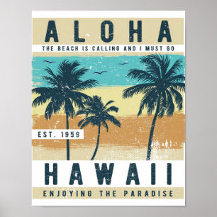 Póster Aloha Hawaii Viaje Retro