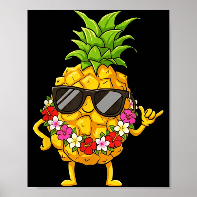 Póster Aloha Hawaiian Cute Ne Shaka Hibiscus Kids Girls  (Frente)