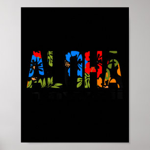 Póster Aloha Hawaiian Flores Hawaii Funny Surf