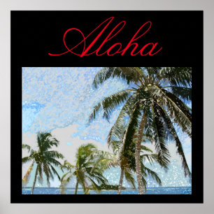 Póster Aloha Hawaiian Palm Trepical Travel