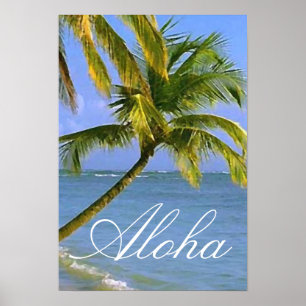 Póster Aloha Hawaiian Palm Trepical Travel
