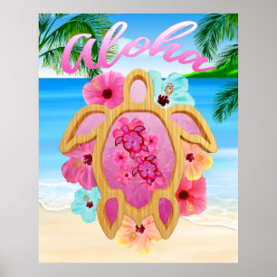 Póster Aloha Honu Sea Turtle 3