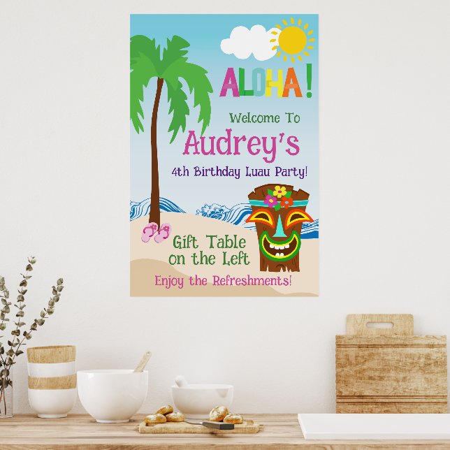 Póster Aloha Luau Birthday (Cocina)