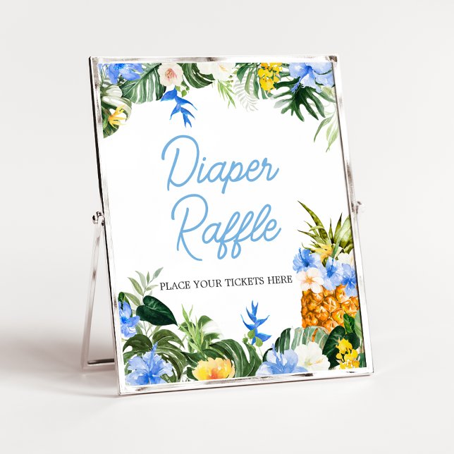 Póster Aloha Pineapple Baby Shower Diaper Raffle Sign (Aloha Baby Shower Sign)