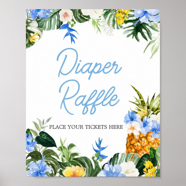 Póster Aloha Pineapple Baby Shower Diaper Raffle Sign (Frente)