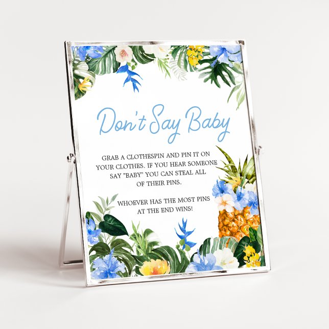 Póster Aloha Pineapple Baby Shower Don't Say Baby Sign (Aloha Baby Shower Sign)