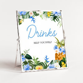 Póster Aloha Pineapple Baby Shower Drinks Sign