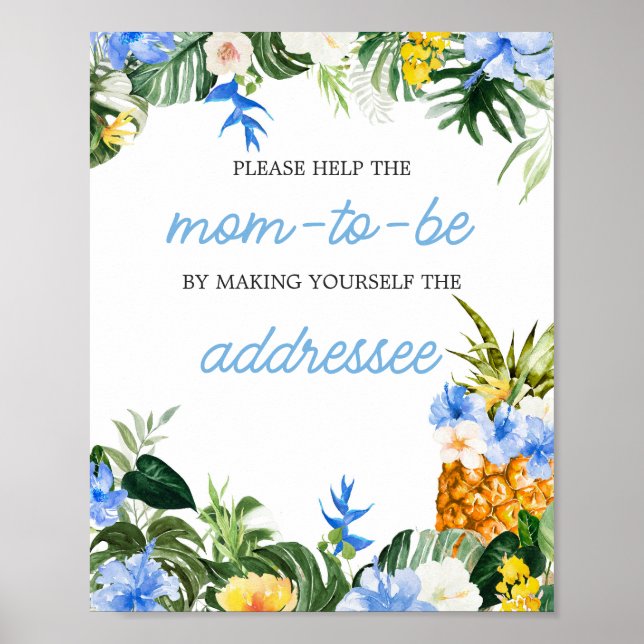 Póster Aloha Pineapple Baby Shower Envelope Station Sign (Frente)