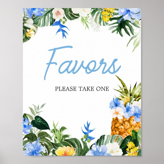 Póster Aloha Pineapple Baby Shower Favors Sign (Frente)