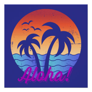 Póster Aloha - puesta de sol tropical hawaiana