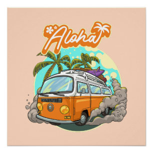 Póster Aloha Retro Surf Van