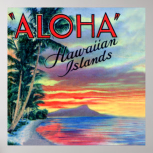 Póster Aloha Sunset de las Islas Hawái