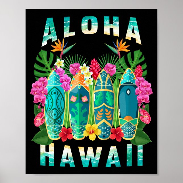 Póster Aloha Surfboard Hawaii Tropical Hawaii (Frente)