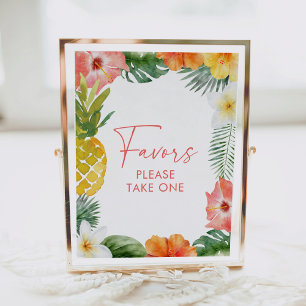 Póster Aloha Tropical Luau Birthday Favor del Rótulo