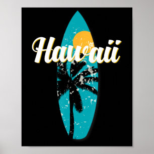 Póster Aloha Vintage Retro Surfboard Beach