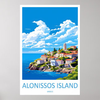 Póster Alonissos Island Vintage Travel Poster Ski