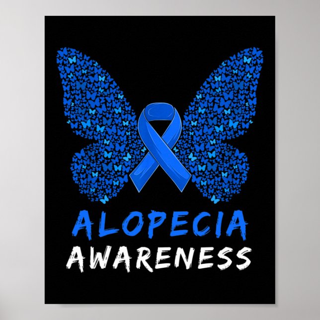 Póster Alopecia Areata Awareness Mes Cinta Azul (Frente)