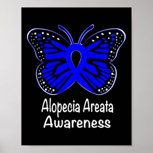Póster Alopecia Areata Conciencia Guerrero Apoyar Rib Azu