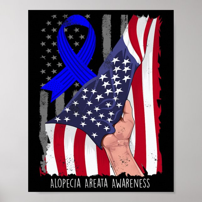 Póster Alopecia Areata Conciencia Vintage Bandera America (Frente)
