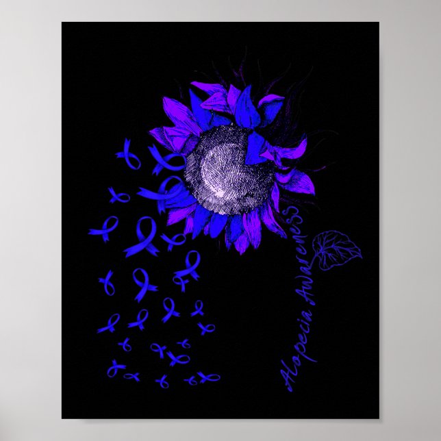 Póster ALOPECIA Awareness Sunflower Blue Ribbon (Frente)