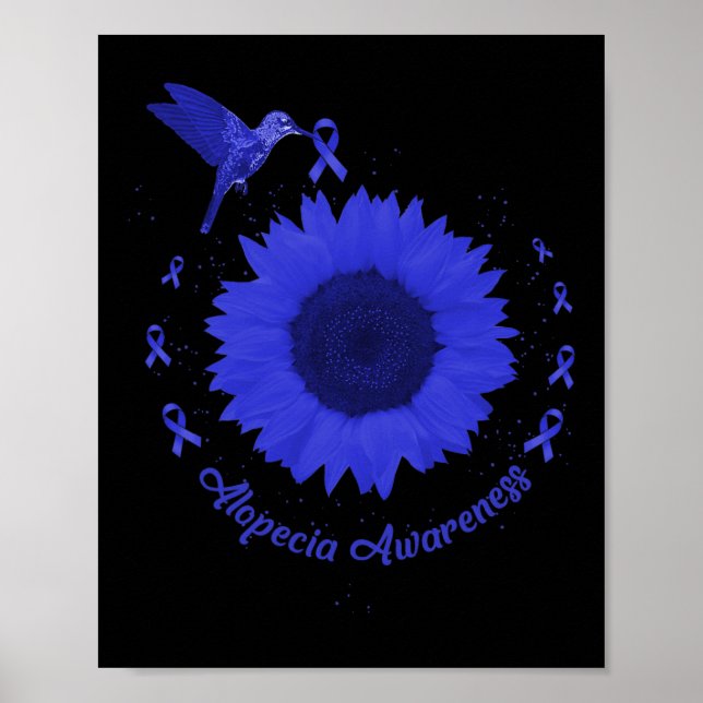 Póster Alopecia Conciencia Cinta azul oscura Pérdida de p (Frente)