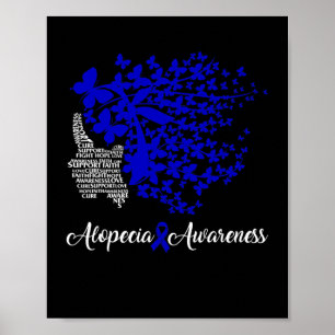 Póster Alopecia Conciencia Cinta azul Pérdida de cabello