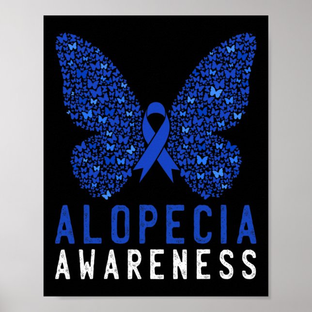 Póster Alopecia de la mariposa Alopecia Conciencia Cinta  (Frente)
