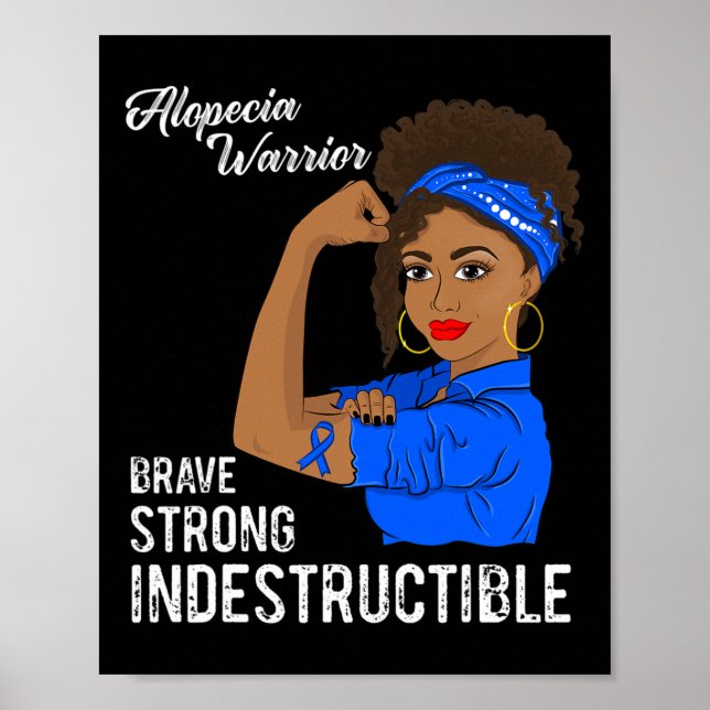Póster Alopecia Guerrero Sobreviviente Indestructible Con (Frente)