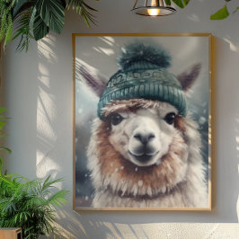 Póster Alpaca de Invierno Dulce, personalizado