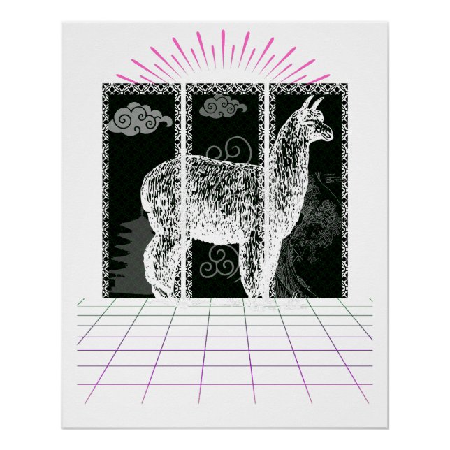 Póster alpacas vintage (Anverso)
