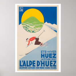 Póster Alpe d'Huez Francia cartel vintage de esquí